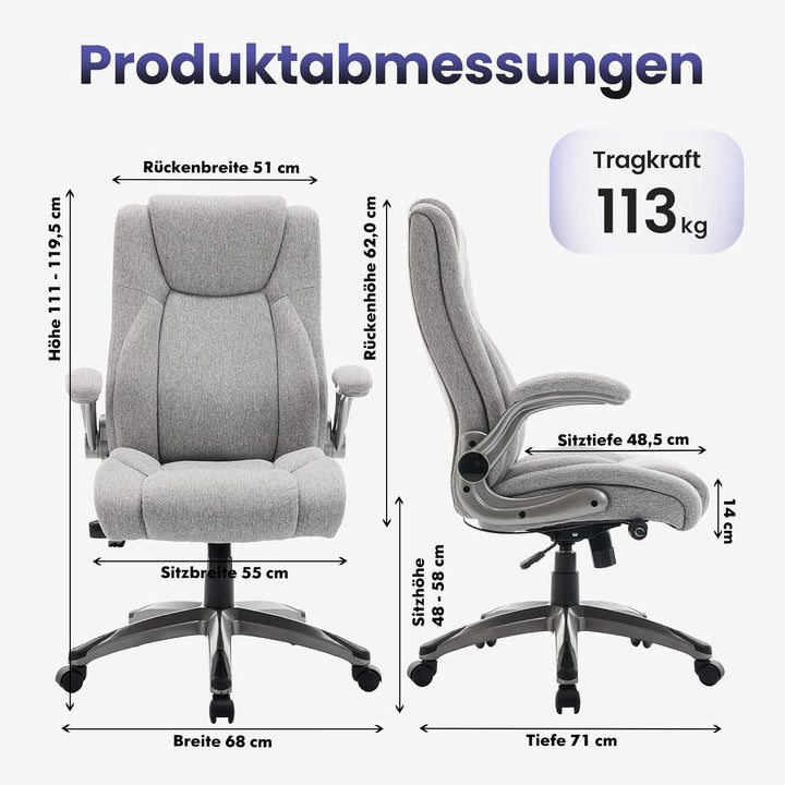 COLAMY Bürostuhl Ergonomisch, Chefsessel mit Hoher Rückenlehne, Ergonomischer 360° Drehstuhl für Bür