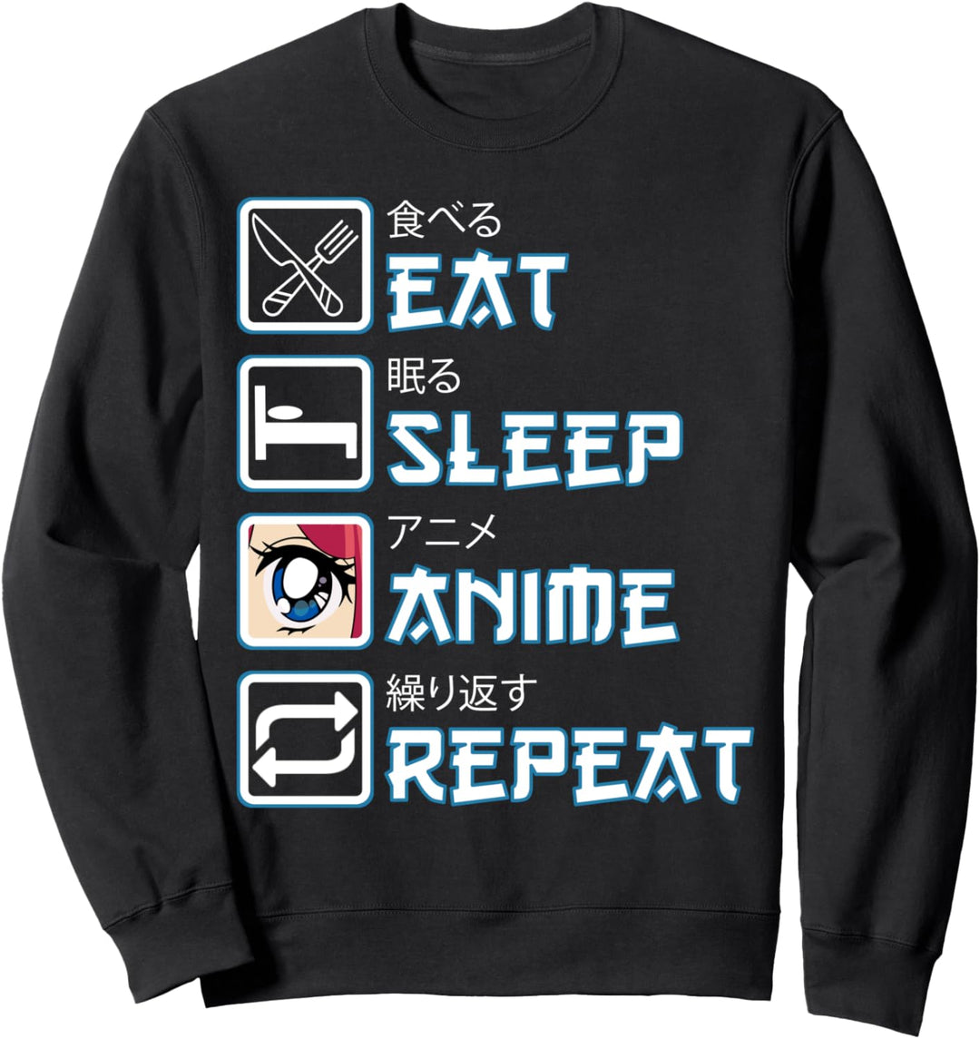 Eat Sleep Anime Repeat - Kawaii Manga - Netter Anime Sweatshirt