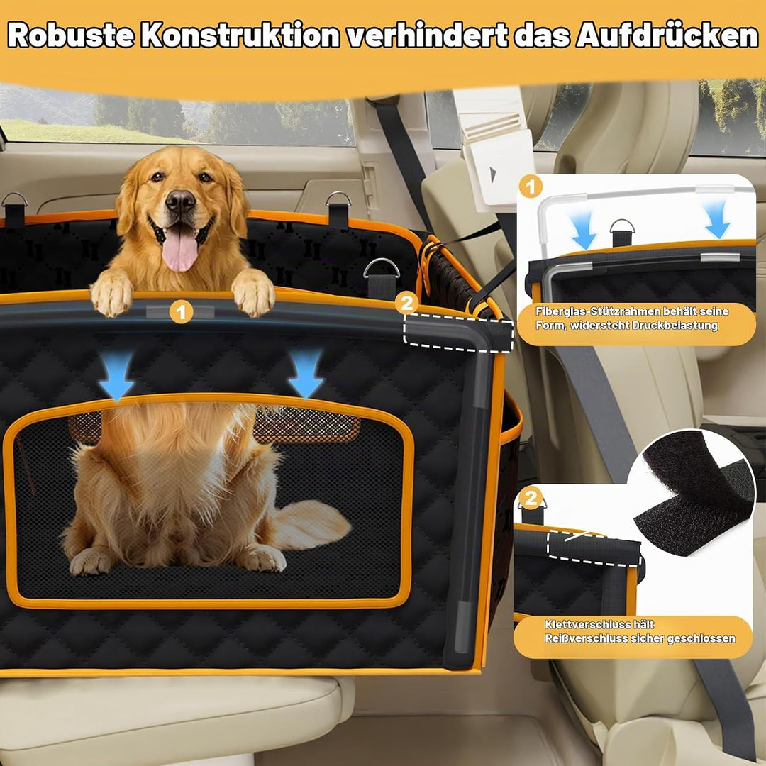 Hundesitz Auto für Mittel- und Grosshunde mit Netzfenster, Wasserdichter Rutschfester &amp; kratzfester