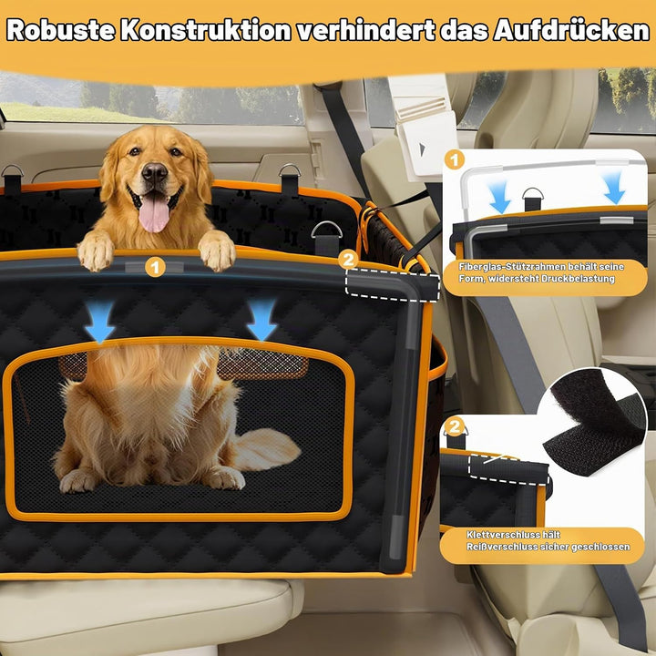Hundesitz Auto für Mittel- und Grosshunde mit Netzfenster, Wasserdichter Rutschfester &amp; kratzfester