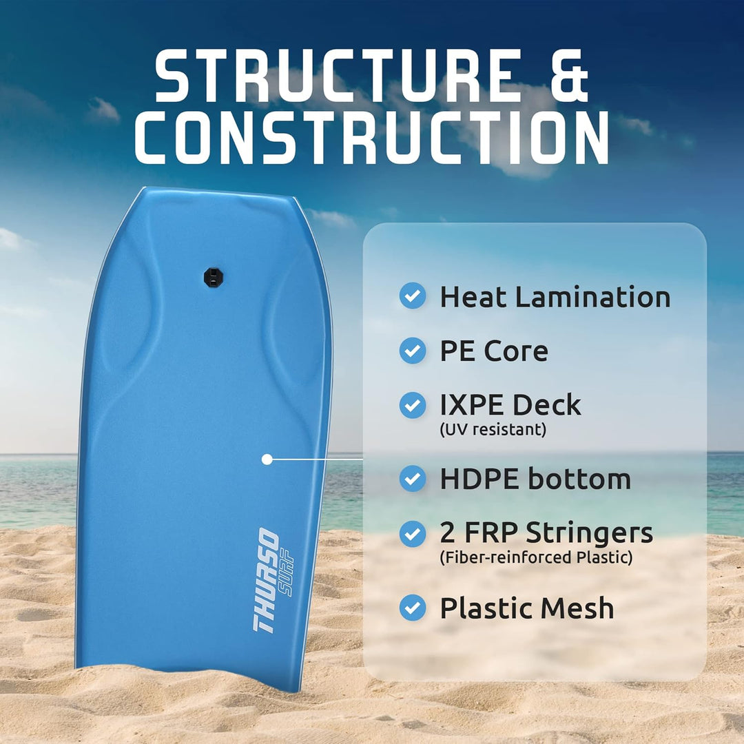 THURSO SURF 42 Zoll Bodyboard für Strand und Pool – Leichtes PE-Core mit IXPE-Deck, HDPE-Boden und F