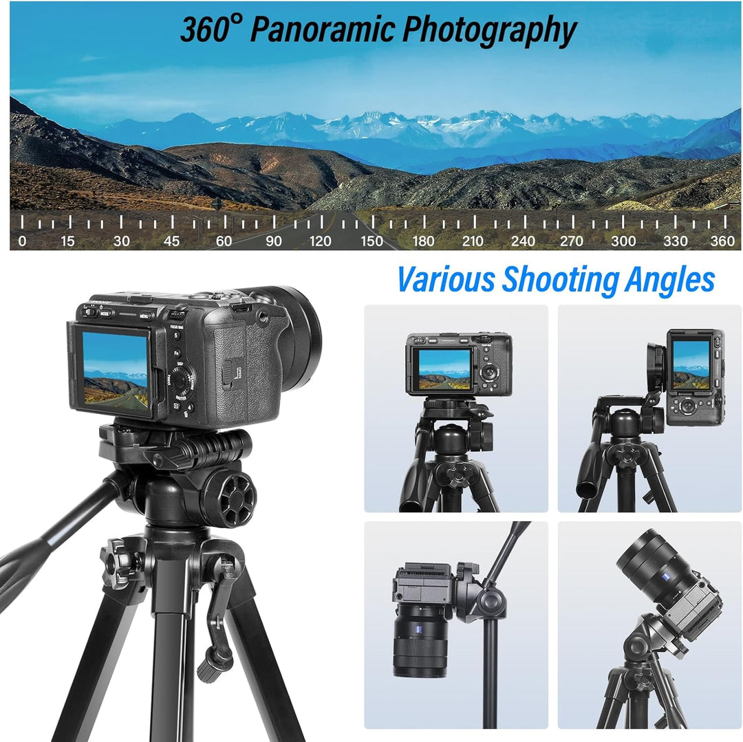 SIRUI Kamera Stativ 154cm, Aluminium Camera Tripod mit Telefonklemme Dreibein-Stative Fotostativ für