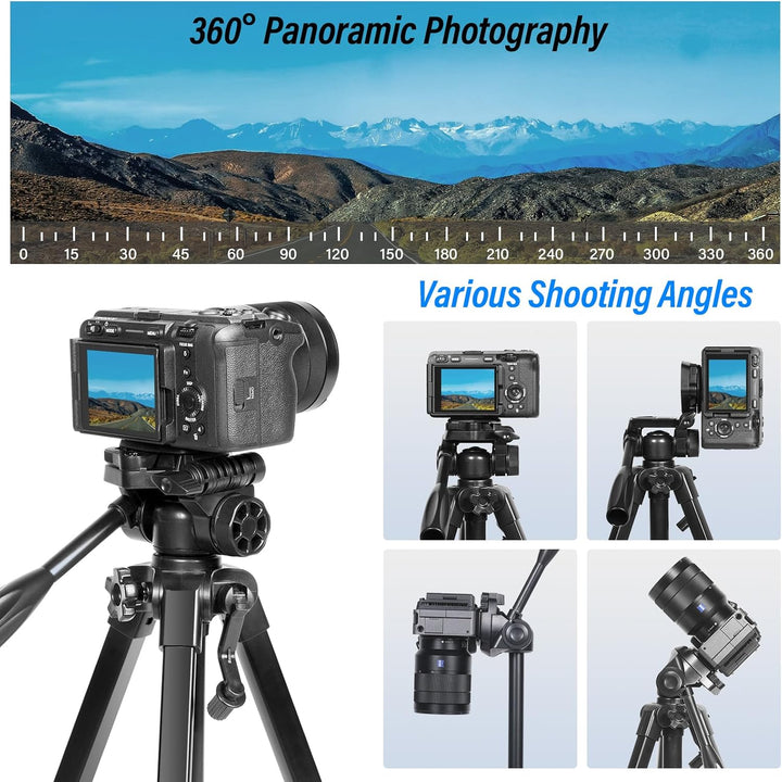 SIRUI Kamera Stativ 154cm, Aluminium Camera Tripod mit Telefonklemme Dreibein-Stative Fotostativ für