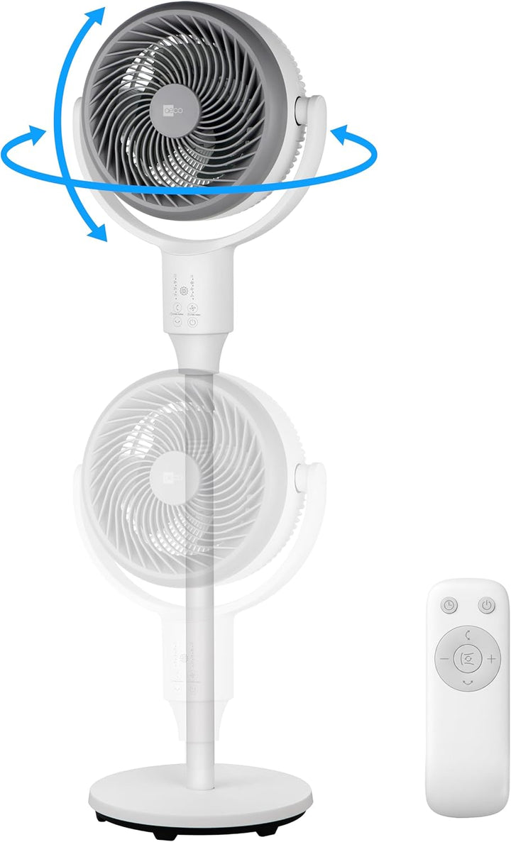 aeco AirX Duo 2in1 Tischventilator & Standventilator mit Fernbedienung | 61-118 cm Höhe | 135° + 85°