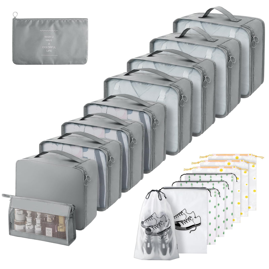 Koffer Organizer Set 18-teilig, Wasserdicht Packing Cubes, Multifunktionale Travel Packwürfel, Koffe