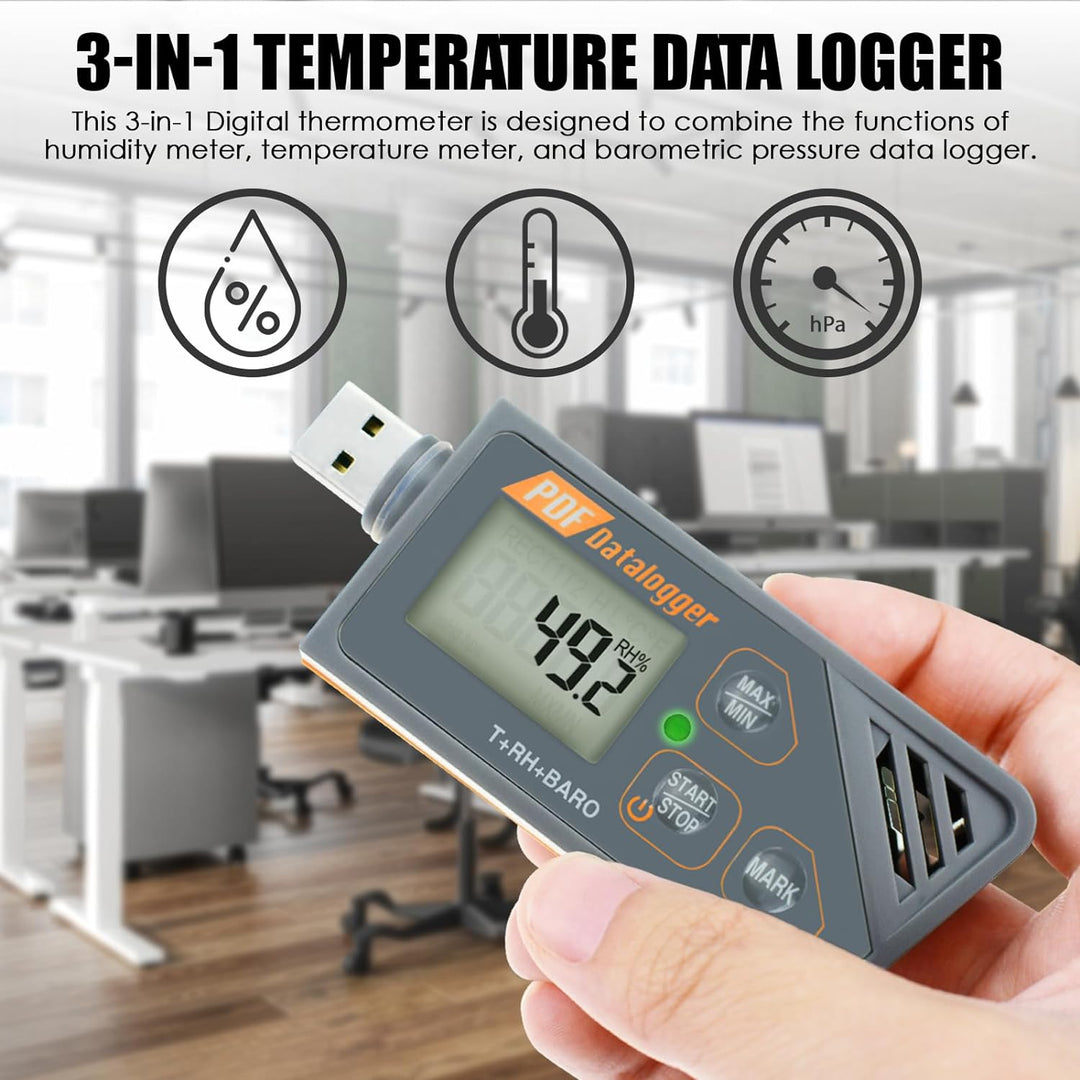 Digitale USB Datenlogger Feuchte/Temperatur/Druck Barometrische Daten Logger Messgerät, Plug & Play,