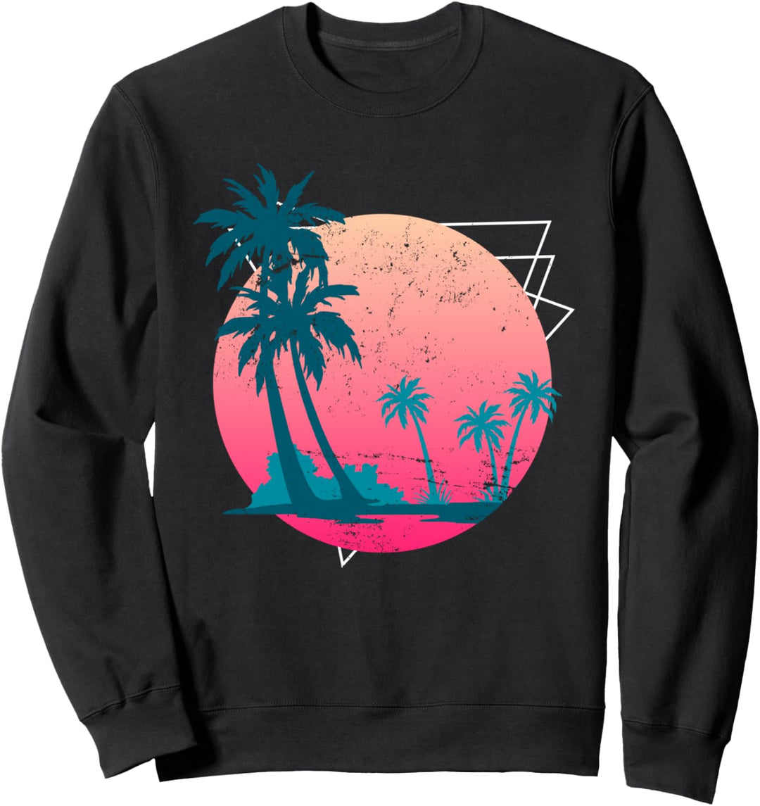 Tropische Palmen Synthwave Retro Kunst Aesthetic Vaporwave Sweatshirt