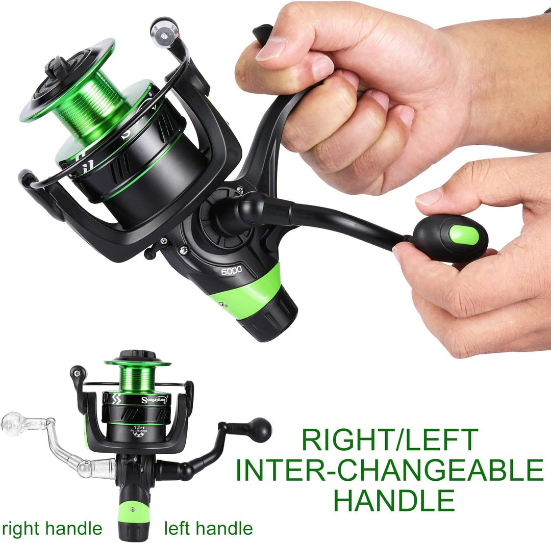 Sougayilang Angelrollen Karpfen Angelrolle 13+1BB Spinnrollen, glatt, leistungsstarke Angelrolle, Ka