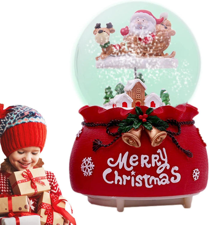 Aizuoni Weihnachtsschneekugel,Weihnachtsmann-Weihnachtsbaum-beweglicher Zug-Schneekugel - Farbwechse