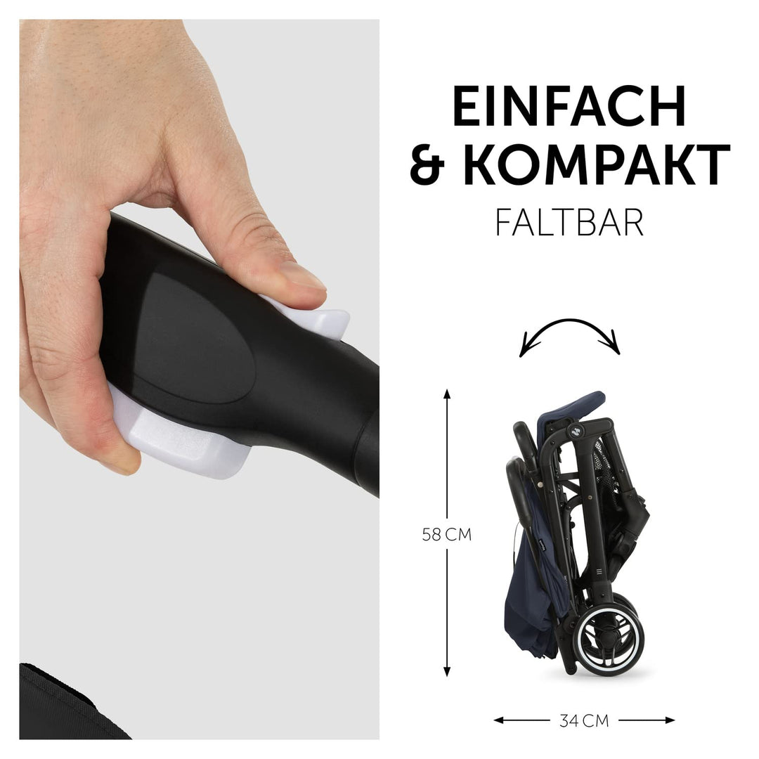hauck Travel N Care, Dark Navy Blue - Reise Buggy für Kinder ab Geburt bis 22 kg - mit Liegefunktion