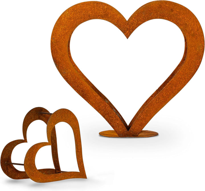 D&L Lasertec Herz aus Metall, Holz Regal, Rost, Edelrost, Holzregal Garten, Terrasse - Deko M