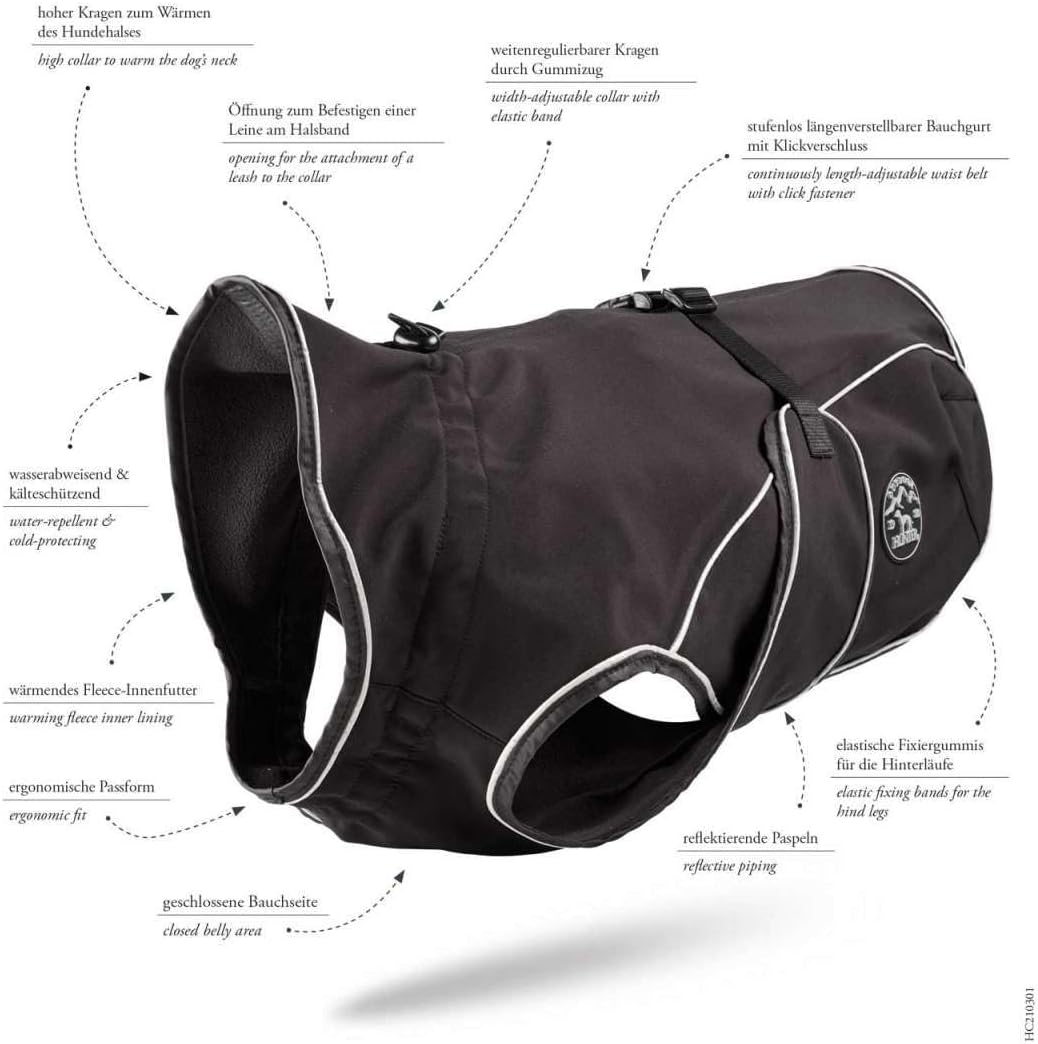 HUNTER Uppsala SoftshellHundemantel, Funktionsmantel, wasserabweisend, winddicht, reflektierend 25,