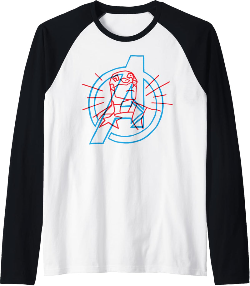 Marvel Avengers Captain America Outlined Logo Raglan