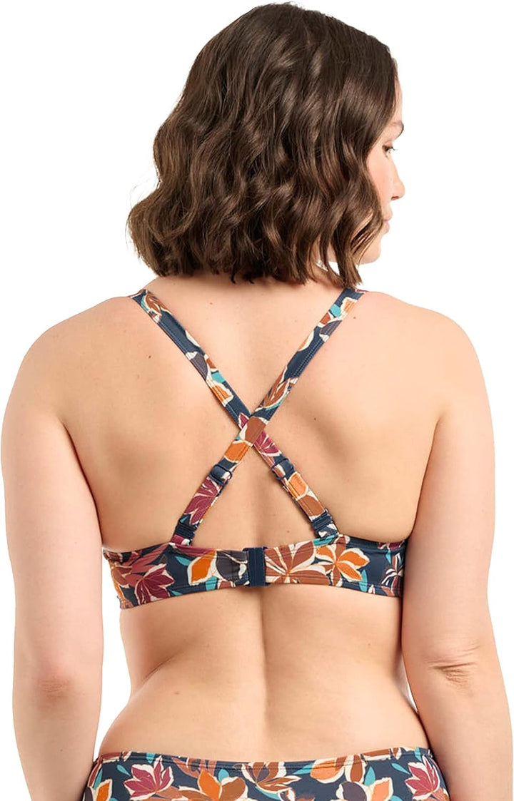 Sans Complexe Damen Staytation Badeanzug Top mit Bügel, Floral Print Blue