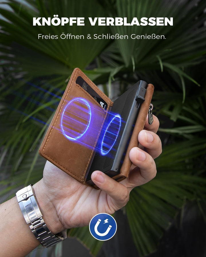 DODENSHA MagSnap Portmonee Herren I Slim Wallet mit Münzfach I Kreditkartenetui Geldbeutel Herren fü