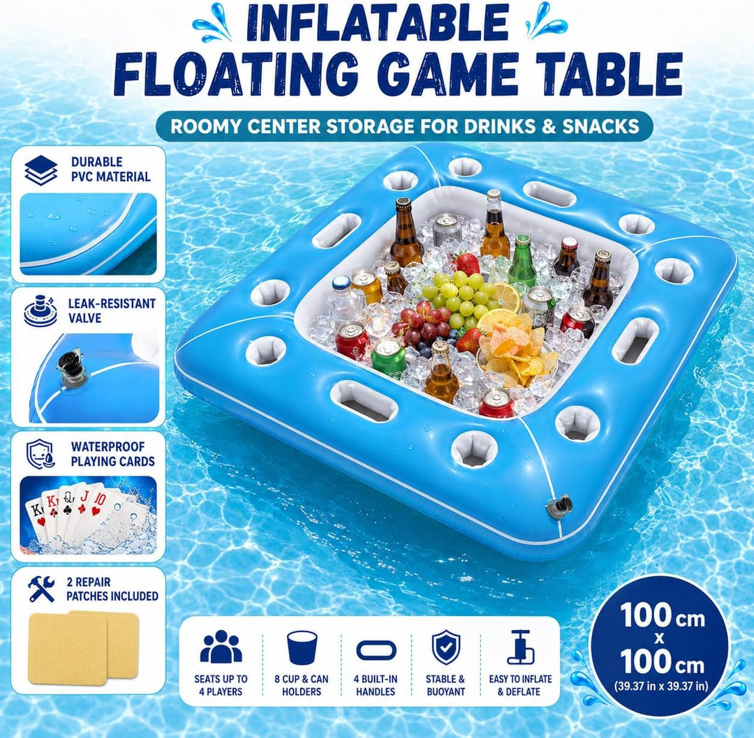 Luftmatratze mit Getränkehalter, Shyllin Tanning Pool, Pool Spielzeug | Für Poolpartys, Mit Kartensp