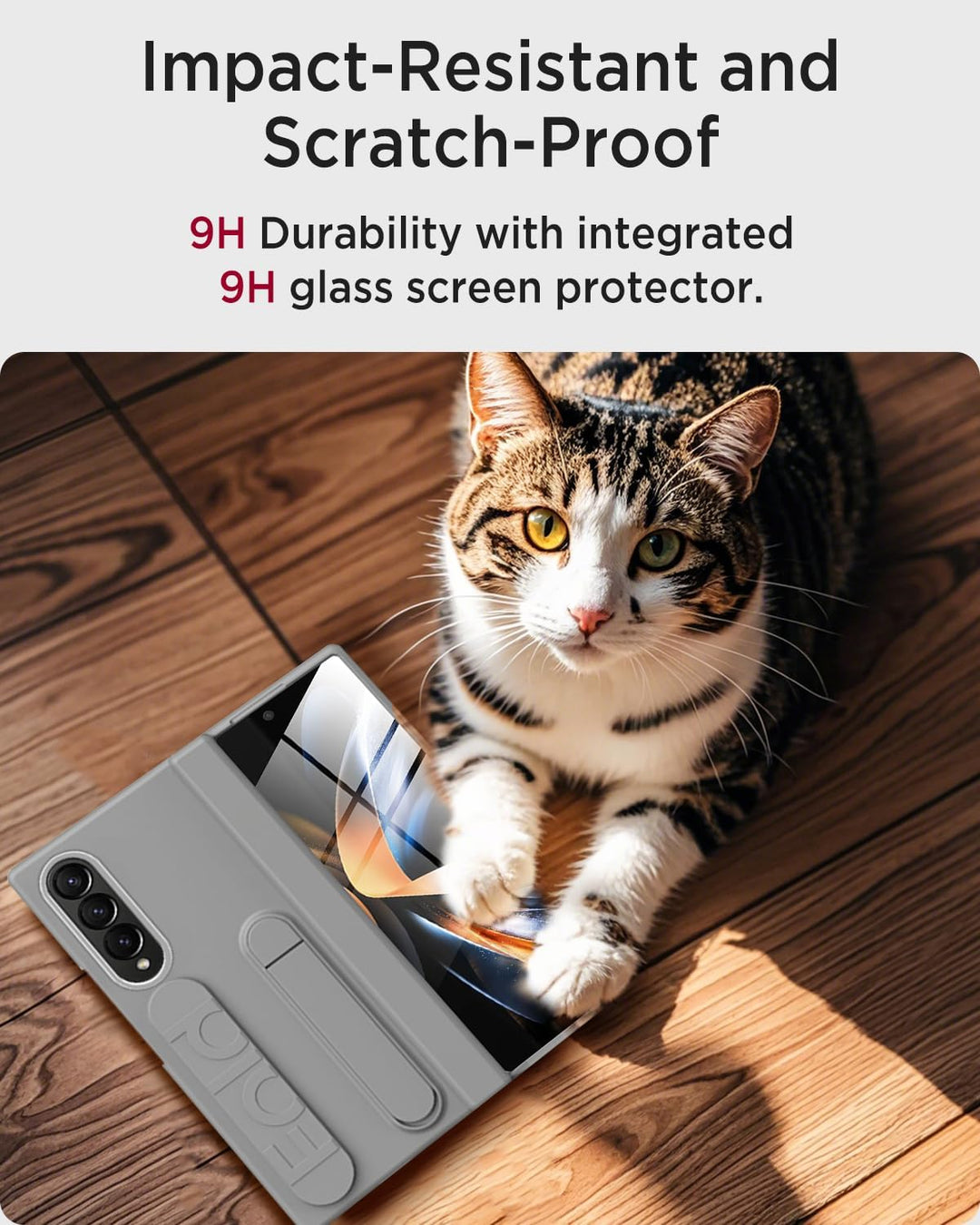 Miimall Kompatibel mit Samsung Galaxy Z Fold 4 Hülle mit Handschlaufe, [Abnehmbare Ständer] [Display