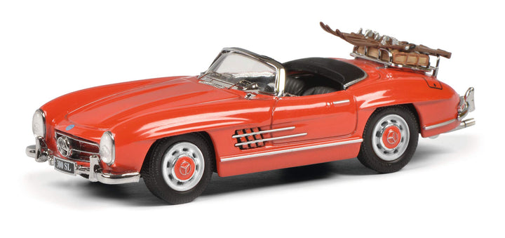 Schuco Mercedes Benz 300SL, Skiurlaub mit Koffer und Ski, Modellauto, 1:43, rot, limitierte Auflage