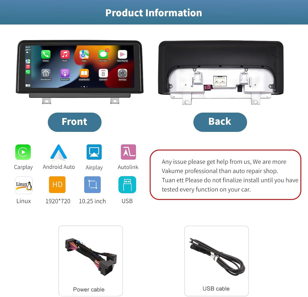 Drahtlos Carplay/Android Auto 10.25'' Multimedia Radio Linux Touchscreen für BMW 3 4 Serie F30/F31/F