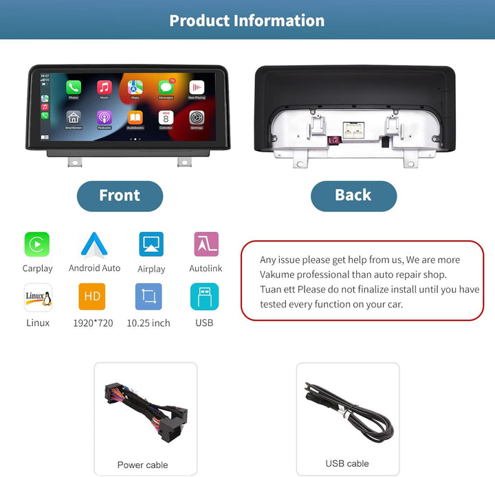 Drahtlos Carplay/Android Auto 10.25'' Multimedia Radio Linux Touchscreen für BMW 3 4 Serie F30/F31/F
