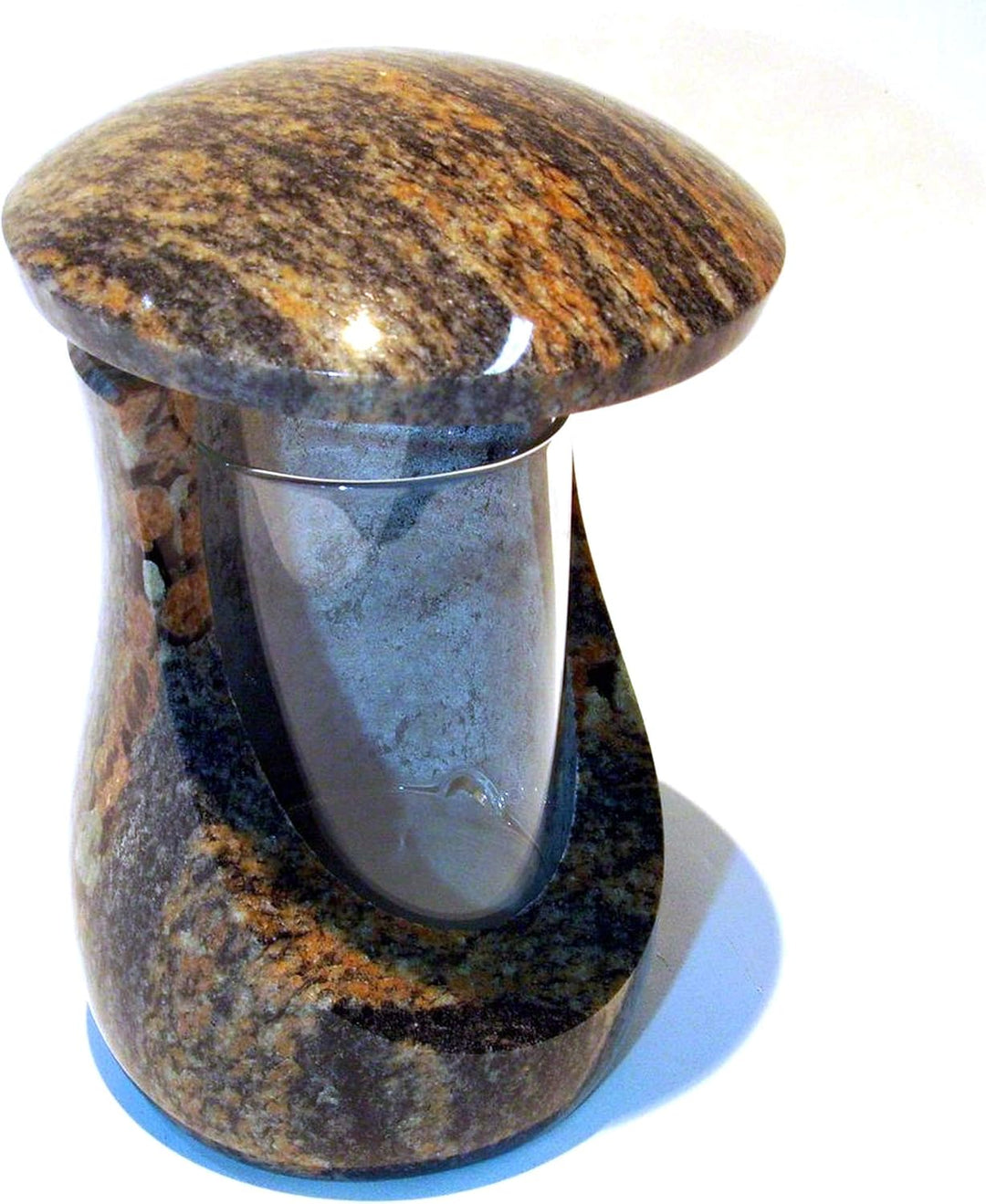 designgrab Grablampe Cerres und Grabvase Atria aus Granit Gneis Halmstad, Grabschmuckset Braun, Brau