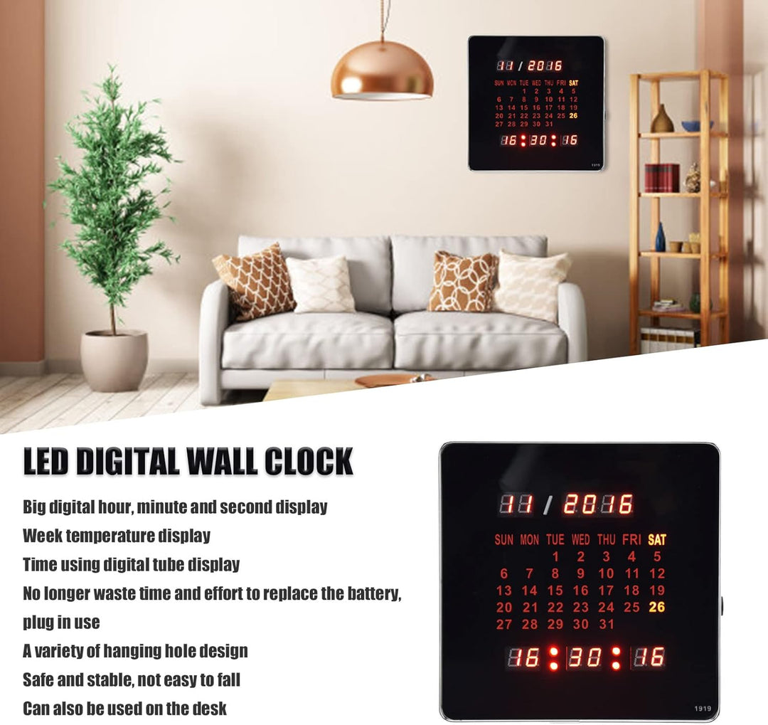 Focket Digitale Wanduhr, 7,87 Zoll Ewiger Kalender, Grosse Anzeige, Digitale Uhr, Batteriebetriebene