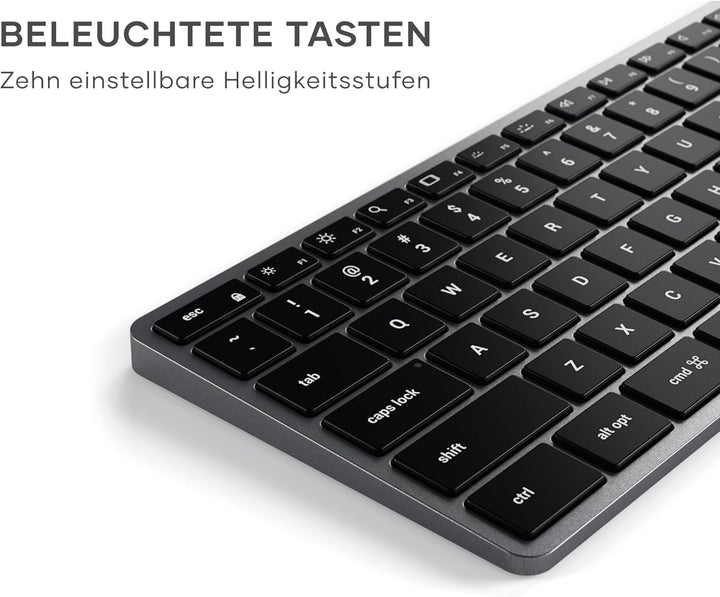 SATECHI Slim X3 Kabellose Bluetooth Tastatur - Hintergrundbeleuchtung & Ziffernblock – Multi-Device