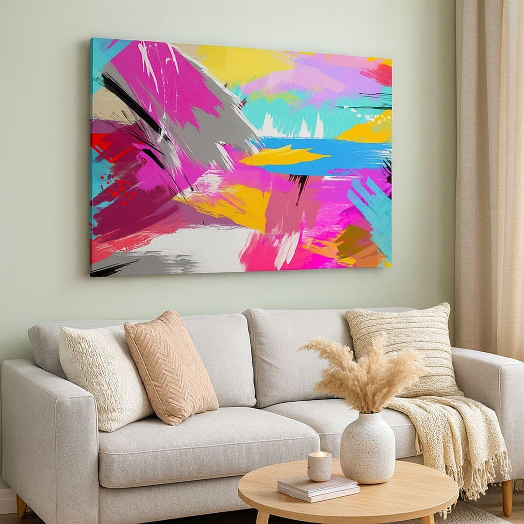 Bilder auf Leinwand 100x70cm Leinwandbild mit Rahmen Abstraktion modern Gross Wanddeko Bild Schlafzi