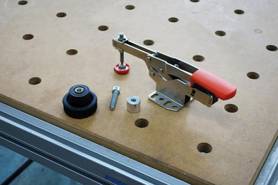 Bessey STC-IHH25-T20 Schubstangenspanner mit waagerechter Grundplatte STC-IHH/35 mit Zubehör-Set