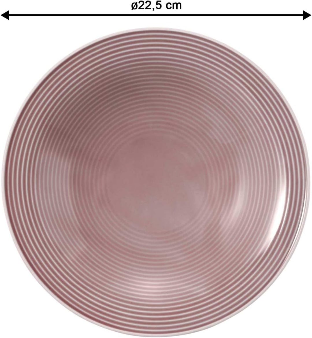 Seltmann Weiden Beat Color Glaze Suppenteller 6er Set, ø 22,5 cm, Tiefer runder Teller mit Rillenrel