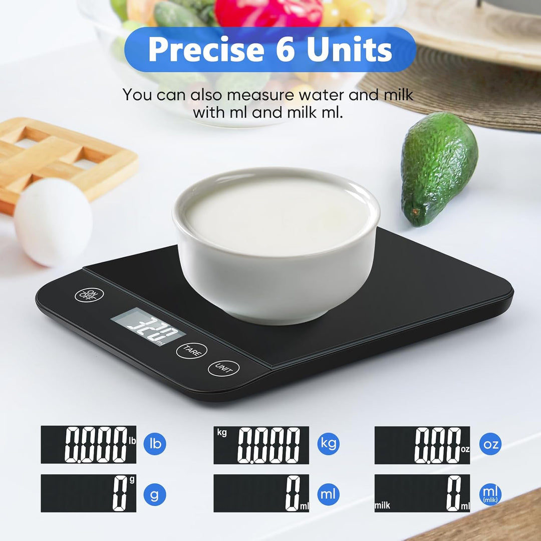 Digitale Küchenwaage, 10kg Kapazität, Sicherheitsglas, Einfache Tara-Funktion, Grosses LCD-Display,