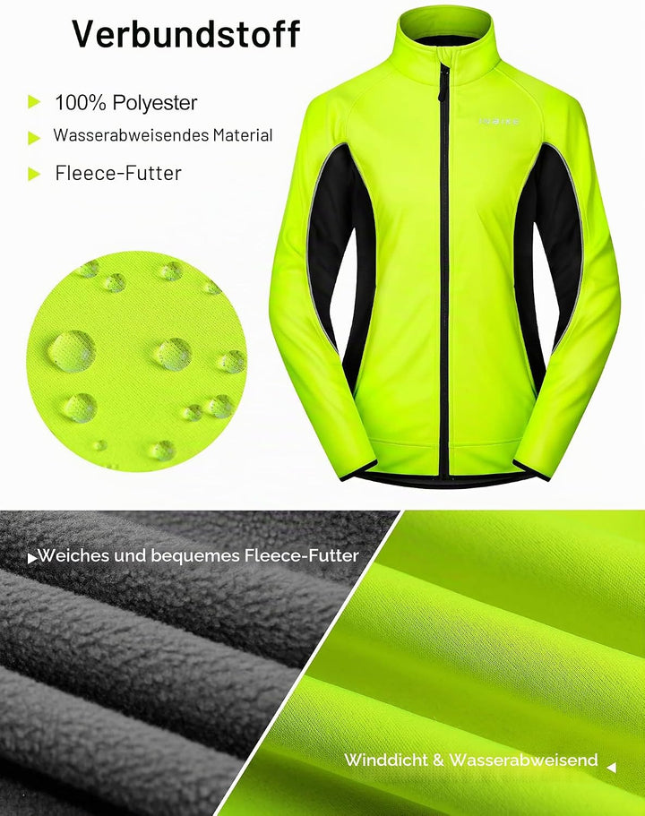 INBIKE Fahrradjacke Damen Winter Thermo Reflektierend Wasserabweisend Winddicht Atmungsaktiv Radjack