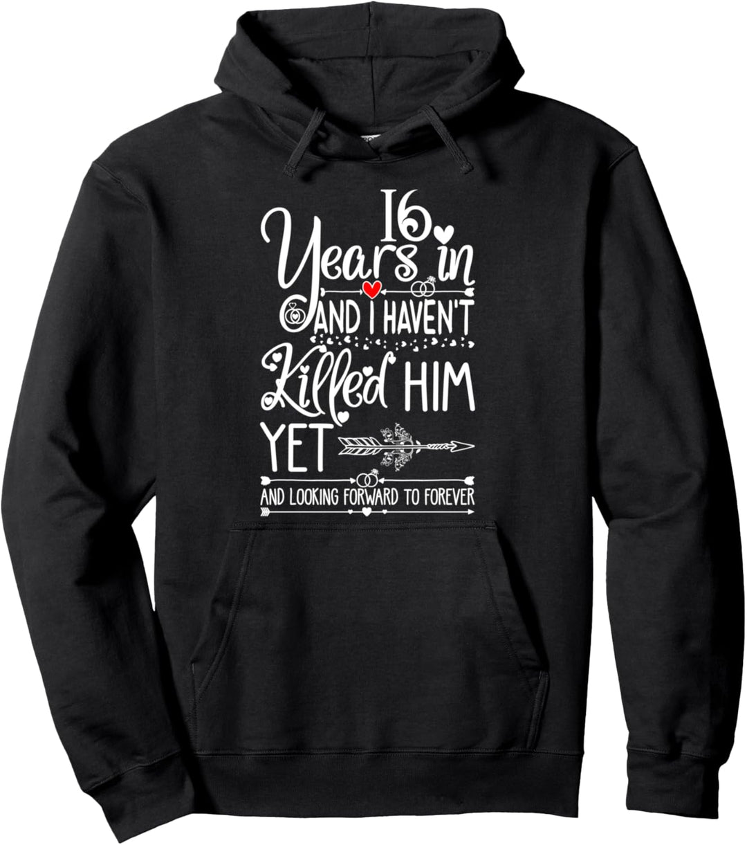 16th Wedding Anniversary for Her & Wife 16 Years of Marriage Pullover Hoodie