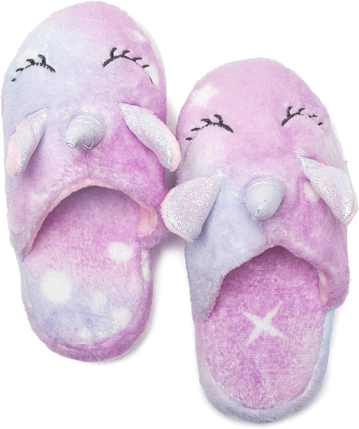 Piefry Weicher Einhorn-Bademantel mit Kapuze für Mädchen mit Einhorn-Pantoffeln, Augenbinde und Stir