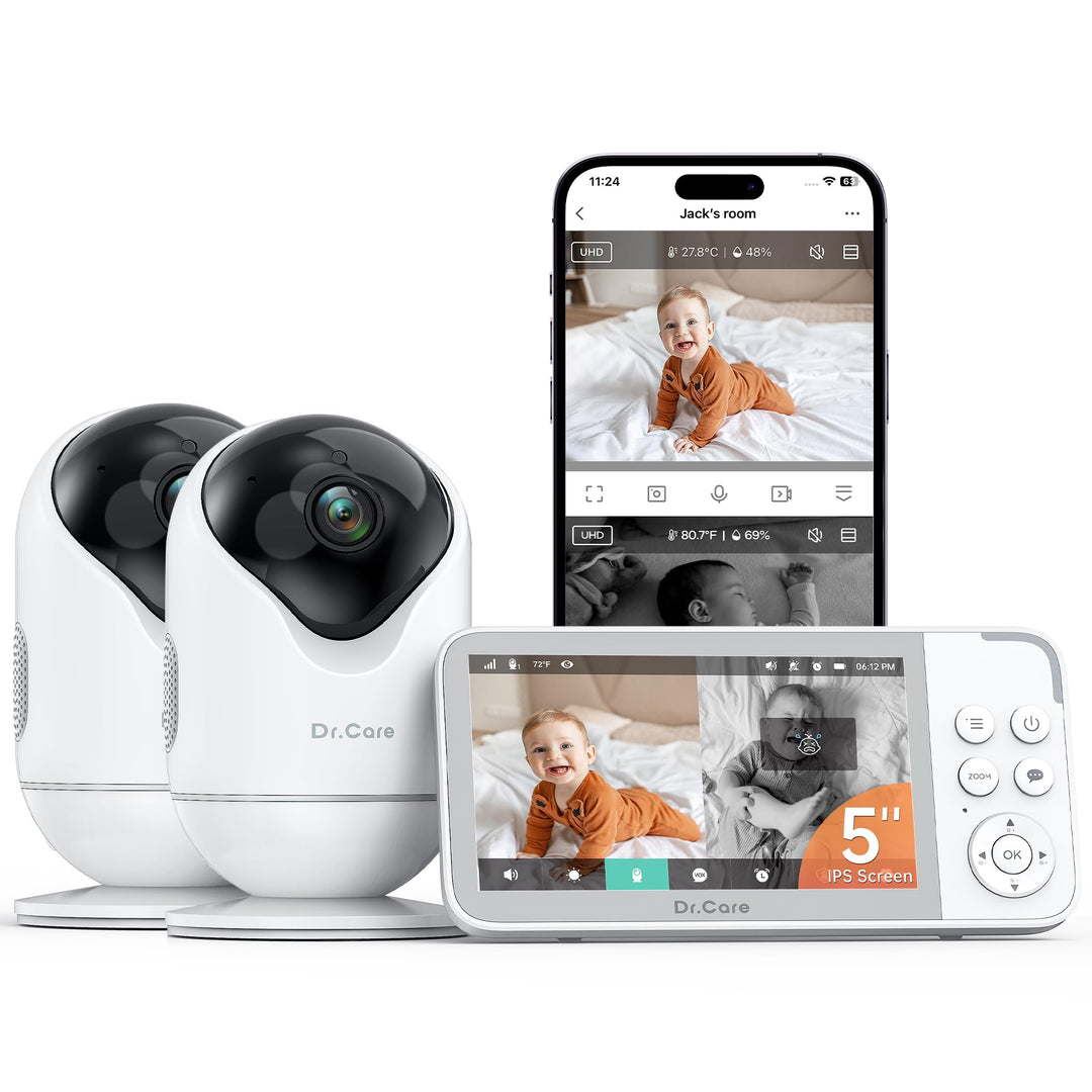 Dr.Care VistaView Smart WLAN Babyphone mit Kamera, 1080P HD, 2K Kamera, App-Steuerung, Bewegungs- &