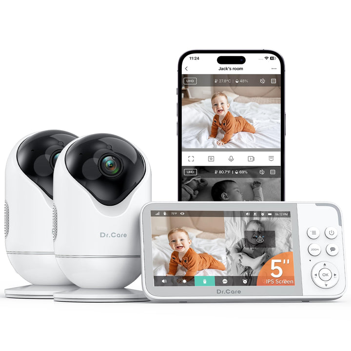 Dr.Care VistaView Smart WLAN Babyphone mit Kamera, 1080P HD, 2K Kamera, App-Steuerung, Bewegungs- &