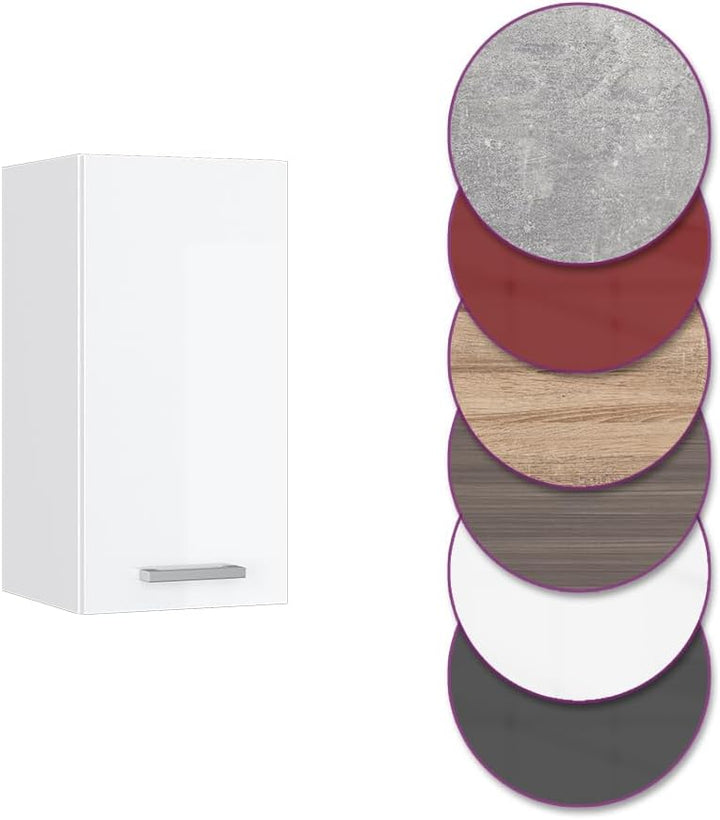Vicco Hängeschrank R-Line, Weiss Hochglanz/Weiss, 30 cm Weiss Hochglanz Hängeschrank 30cm, Weiss Hoc
