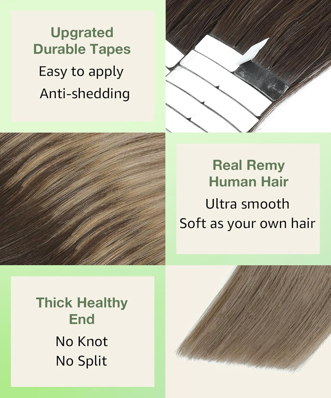 SURNEL Bonding Extensions Echthaar Balayage Braun 55cm Remy Dunkelstes Braun Balayage Mittel Braun O