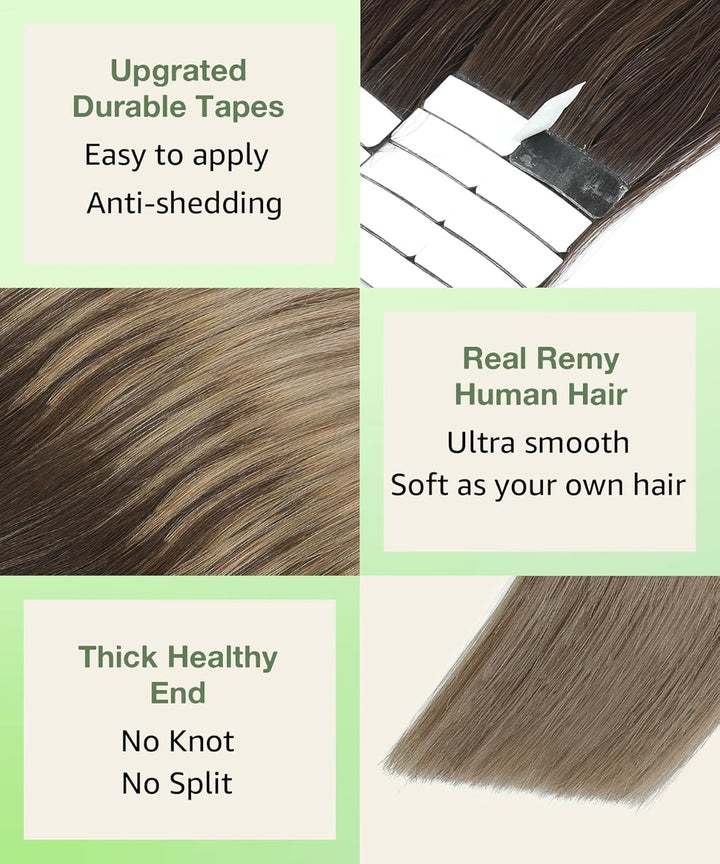 SURNEL Bonding Extensions Echthaar Balayage Braun 55cm Remy Dunkelstes Braun Balayage Mittel Braun O