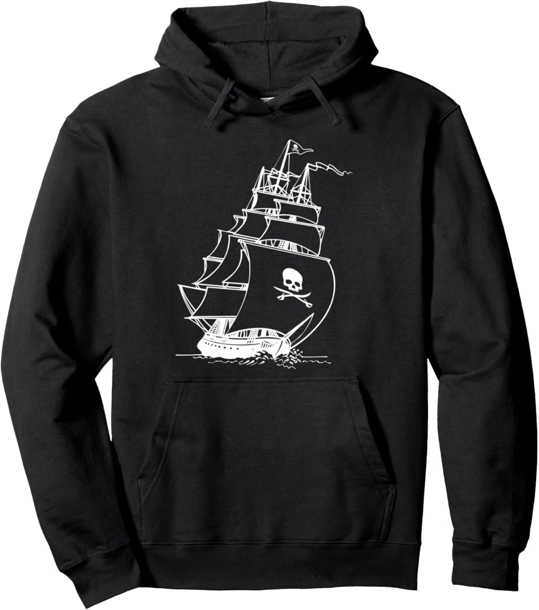 Piratenschiff mit Piratenflagge Seeräuber Freibeuter Schiff Pullover Hoodie