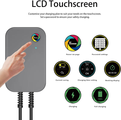 Teskee EV-Ladegerät Typ 2 Wallbox Home Smart EV Auto-Ladestation Elektrofahrzeug-Ladegerät mit Touch