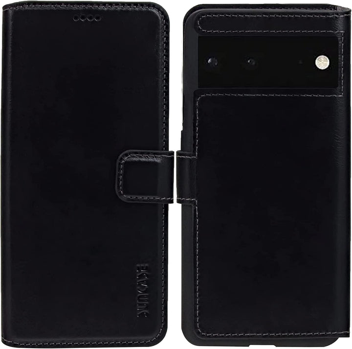 Suncase Book-Style Hülle kompatibel mit Google Pixel 7A 5G Leder Tasche (Slim-Fit) Lederhülle Handyt