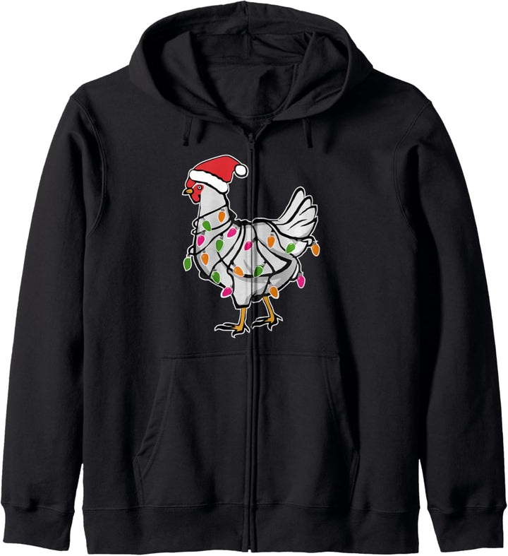 Weihnachtsmann Huhn Weihnachten Funkelnde Lichter Kapuzenjacke