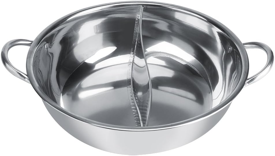 Chinese Hot Pot, zwei Zimmer Shabu-Shabu-Edelstahl-Topf Tiefer Topf für 4-5 Personen, verwendet mit