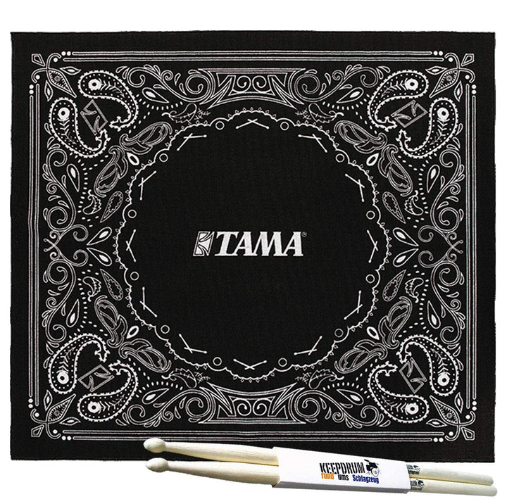Tama TDRPA Schlagzeug Teppich Drum Rug Paisley Schwarz 180x200cm + keepdrum Drumsticks