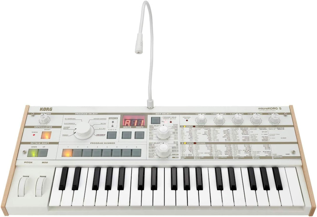 Korg - MICROKorgS - 37 Key Analogue Modelling Synthesizer with Vocoder - White 37 Key MicroKORG S Wh