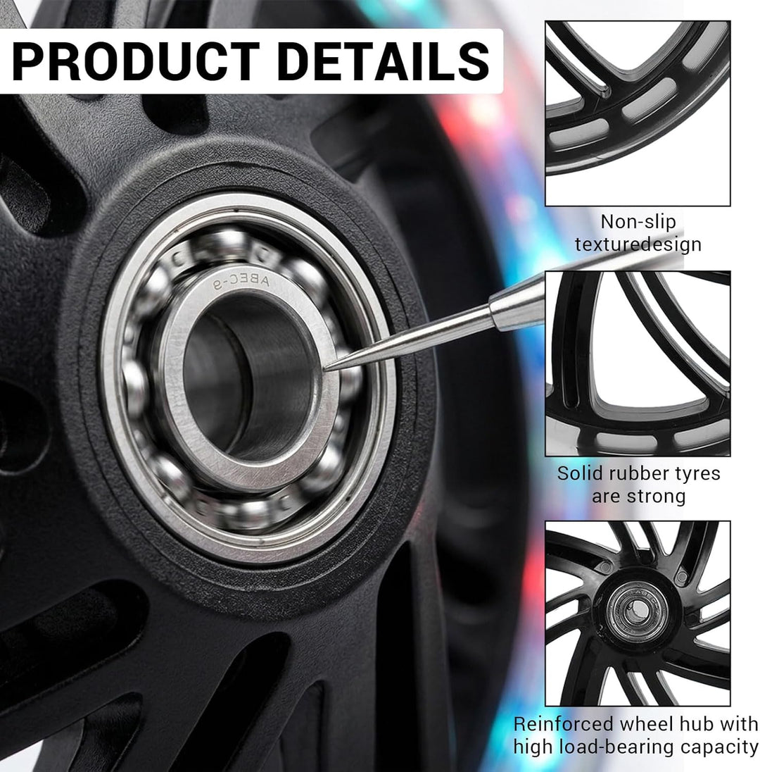 200mm Scooter Rollen - 2 Stück Stunt Scooter Reifen - Geräuschlose Vibrationsreduzierung mit 608 Kug