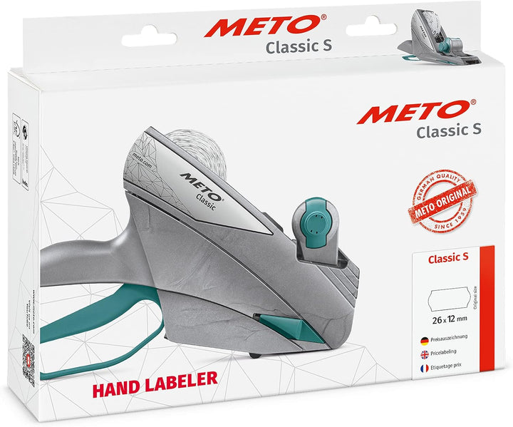 METO Classic S Preisauszeichner Set – Preis, Artikelnummer (1-zeilig, 8-stellig für 26 x 12 mm Etike