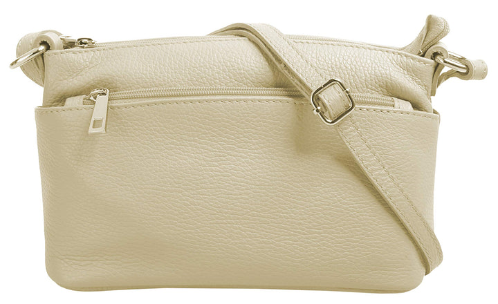 Cluty Umhängetasche echt Leder Damen - 020617 Beige, Beige