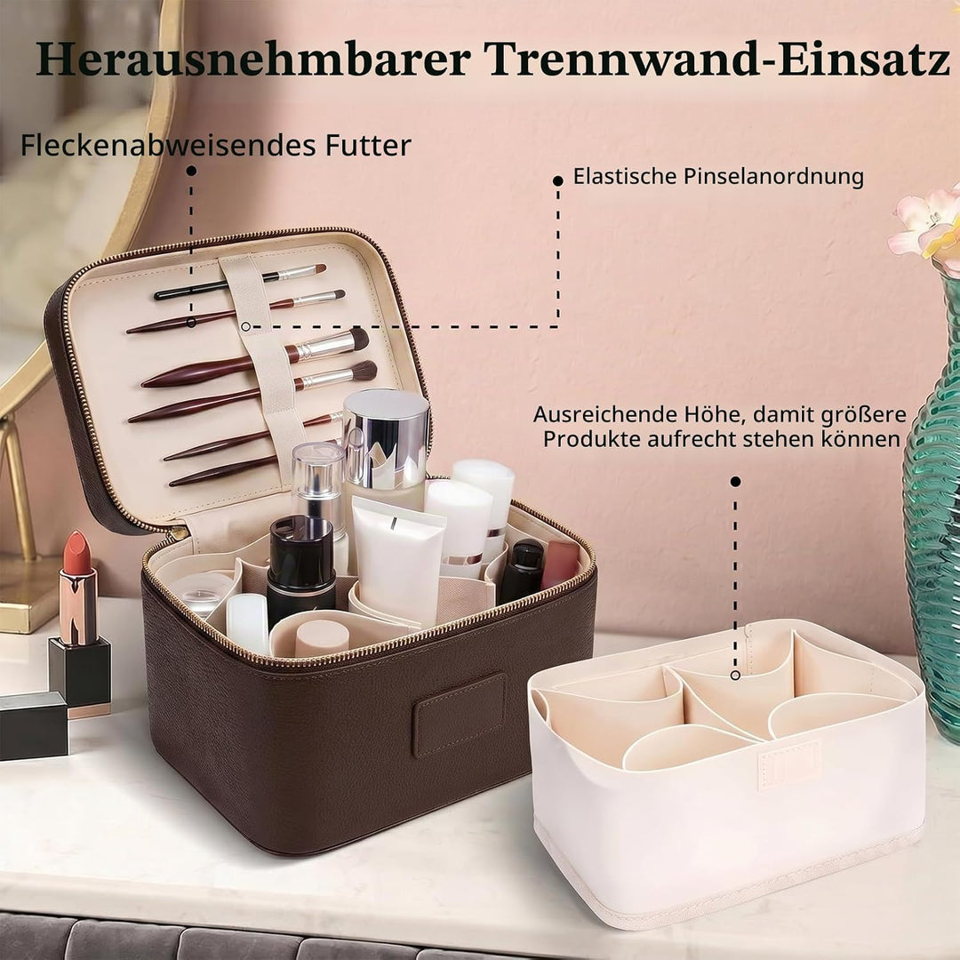Kosmetiktasche,Kosmetiktasche Damen,Kosmetiktasche Mit Grossem Fassungsvermögen und Zwei Ebenen,Reis